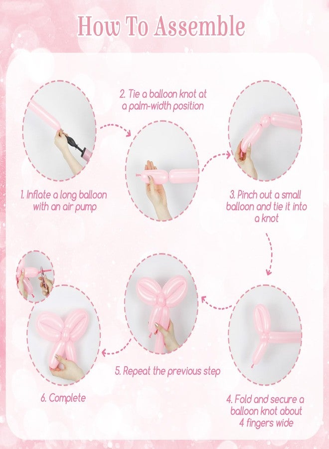 طقم قوس بالونات على شكل فيونكة وردية مع بالونات شفافة بلون وردي فاتح ولؤلؤي وأبيض، مثالي لتزيين حفلات الزفاف وأعياد الميلاد وحفلات استقبال المولود الجديد. - Image 4